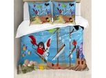 Abakuhaus Copripiumino Pirata, Animali Marini, Antiacaro, Adatto A Chi Soffre Di Allergie, Con Federe, 155 Cm X 220 Cm - 80 X 80 Cm, Multicolore
