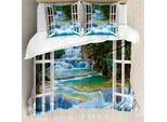 Abakuhaus Copripiumino Paesaggio, Open Window To River, Antiacaro, Adatto A Chi Soffre Di Allergie, Con Federe, 200 Cm X 200 Cm - 80 X 80 Cm, Multicolore
