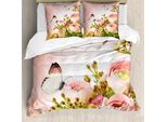 Abakuhaus Copripiumino Butterfly, BlüHende Feminine Roses, Antiacaro, Adatto A Chi Soffre Di Allergie, Con Federe, 155 Cm X 220 Cm - 80 X 80 Cm, Multicolore