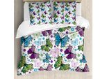 Abakuhaus Copripiumino Butterfly, Wings Hearts And Dots, Antiacaro, Adatto A Chi Soffre Di Allergie, Con Federe, 155 Cm X 220 Cm - 80 X 80 Cm, Multicolore