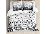 Abakuhaus Copripiumino Geometrico, Squares Grigio, Antiacaro Adatto A Chi Soffre Di Allergie Con Federe, 155 Cm X 220 Cm - 80 X 80 Cm, Grigio Grigio Scuro Bianco