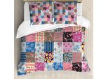 Abakuhaus Copripiumino Vintage, Checkered Squares, Antiacaro, Adatto A Chi Soffre Di Allergie, Con Federe, 155 Cm X 220 Cm - 80 X 80 Cm, Multicolore