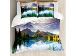 Abakuhaus Set Copripiumino Naturale Per Letti Matrimoniali, Winter Berge Morgen, Antiacaro, Adatto A Chi Soffre Di Allergie, Con Federe, Bianco