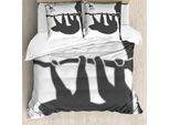 Abakuhaus Copripiumino Faultier, Silhouette Animale Doccia, Antiacaro, Adatto A Chi Soffre Di Allergie, Con Federe, 155 Cm X 220 Cm - 80 X 80 Cm, Bianco Antracite