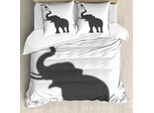 Abakuhaus Copripiumino Elefante, Divertente Design, Antiacaro, Adatto A Chi Soffre Di Allergie, Con Federe, 200 Cm X 200 Cm - 80 X 80 Cm, Bianco Grigio