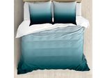 Abakuhaus Copripiumino Ombre, Design Teal Shades, Antiacaro E Anallergico, Con Federe, 200 Cm X 200 Cm - 80 X 80 Cm, Verde Acqua, Azzurro E Bianco