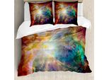 Abakuhaus Copripiumino Space, Stelle E Nebulose, Antiacaro, Adatto A Chi Soffre Di Allergie, Con Federe, 155 Cm X 220 Cm - 80 X 80 Cm, Multicolore