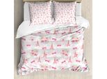 Abakuhaus Paris Copripiumino, Bouquet Francese Eiffel, Antiacaro, Adatto A Chi Soffre Di Allergie, Con Federe, 200 Cm X 200 Cm - 80 X 80 Cm, Verde Chiaro Rosa Pallido
