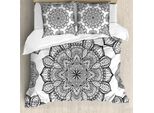 Abakuhaus Copripiumino Mandala, Motivi Floreali, Antiacaro, Adatto A Chi Soffre Di Allergie, Con Federe, 155 Cm X 220 Cm - 80 X 80 Cm, Bianco E Nero