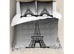 Abakuhaus Copripiumino Torre Eiffel, Paris Landmark, Antiacaro, Adatto A Chi Soffre Di Allergie, Con Federe, 200 Cm X 200 Cm - 80 X 80 Cm, Grigio