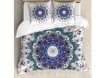 Abakuhaus Copripiumino Mandala, Peacock Colorato, Antiacaro, Adatto A Chi Soffre Di Allergie, Con Federe, 155 Cm X 220 Cm - 80 X 80 Cm, Multicolore