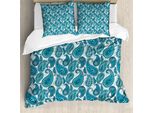 Abakuhaus Copripiumino Paisley, Paisley Etnico Antico, Antiacaro, Adatto A Chi Soffre Di Allergie, Con Federe, 200 Cm X 200 Cm - 80 X 80 Cm, Pale Blue Teal E Aqua