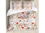Abakuhaus Copripiumino Con Motivi Floreali, Romantico E Femminile, Antiacaro E Anallergico, Con Federe, 155 Cm X 220 Cm - 80 X 80 Cm, Multicolore
