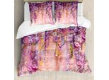 Abakuhaus Set Copripiumino Per Letti Matrimoniali, Fiori Di Glicine Acquerellati, Antiacaro, Adatto A Chi Soffre Di Allergie, Con Federe, Rosa Viola Lilla