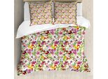 Abakuhaus Copripiumino Con Motivi Floreali, Fiori Vintage Francesi, Antiacaro, Adatto A Chi Soffre Di Allergie, Con Federe, 200 Cm X 200 Cm - 80 X 80 Cm, Verde Reseda Caffè Chiaro