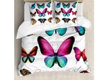 Abakuhaus Copripiumino Farfalla, Set Farfalle Vivaci, Antiacaro, Adatto A Chi Soffre Di Allergie, Con Federe, 155 Cm X 220 Cm - 80 X 80 Cm, Multicolore