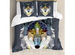 Abakuhaus Set Copripiumino Per Letti Matrimoniali, Motivo Lupo Coyote, Antiacaro, Adatto A Chi Soffre Di Allergie, Con Federe, Multicolore