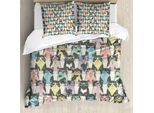 Abakuhaus Divertente Copripiumino Con Caricatura, Hipster Verspielt Glass, Antiacaro, Adatto A Chi Soffre Di Allergie, Con Federe, 155 Cm X 220 Cm - 80 X 80 Cm, Multicolore