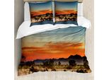 Abakuhaus Copripiumino Safari, Safari Wildlife, Antiacaro, Adatto A Chi Soffre Di Allergie, Con Federe, 155 Cm X 220 Cm - 80 X 80 Cm, Azzurro, Arancione, Marrone