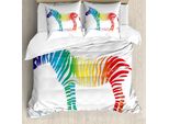 Abakuhaus Copripiumino Divertente, Zebra Arcobaleno, Antiacaro, Adatto A Chi Soffre Di Allergie, Con Federe, 155 Cm X 220 Cm - 80 X 80 Cm, Multicolore