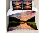 Abakuhaus Americana Copripiumino, Panorama Panoramico Dell'ucraina, Antiacaro Adatto A Chi Soffre Di Allergie Con Federe, 155 Cm X 220 Cm - 80 X 80 Cm, Corallo Verde Blu