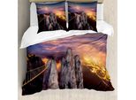 Abakuhaus Americana Copripiumino, Luna Piena Tramonto Alpi, Antiacaro Adatto A Chi Soffre Di Allergie Con Federe, 155 Cm X 220 Cm - 80 X 80 Cm, Multicolore