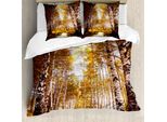 Abakuhaus Copripiumino Baum, Herbst-Birken-Fluss, Resistente All'acqua, Lavabile, Colori Che Non Stingono, Personalizzato, 155 Cm X 220 Cm - 80 X 80 Cm, Giallo, Marrone, Bianco