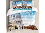 Abakuhaus Venezia Copripiumino, Canal Grande Venezia, Antiacaro, Adatto A Chi Soffre Di Allergie, Con Federe, 155 Cm X 220 Cm - 80 X 80 Cm, Caffè Chiaro Bianco