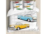 Abakuhaus Set Copripiumino Colorato Per Letti Matrimoniali, Roadster Old Vintage, Antiacaro, Adatto A Chi Soffre Di Allergie, Con Federe, Multicolore