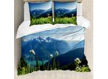 Abakuhaus Copripiumino Naturale, Diablo See LöWenzahn, Antiacaro, Adatto A Chi Soffre Di Allergie, Con Federe, 200 Cm X 200 Cm - 80 X 80 Cm, Verde Azzurro Cielo