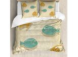 Abakuhaus Set Copripiumino Per Letti Matrimoniali, Acquario Onde Marine, Antiacaro, Adatto A Chi Soffre Di Allergie, Con Federe, Arancione Sabbia Marrone