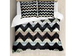 Abakuhaus Copripiumino Geometrico, Motivo Chevron Nero Retrò, Antiacaro E Anallergico, Con Federe, 155 Cm X 220 Cm - 80 X 80 Cm, Multicolore
