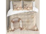 Abakuhaus Copripiumino KüSten, Life Buoy Holz Sepia, Antiacaro, Adatto A Chi Soffre Di Allergie, Con Federe, 200 Cm X 200 Cm - 80 X 80 Cm, Beige Chiaro Bianco
