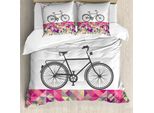 Abakuhaus Copripiumino Geometrico, Bicicletta Su Mosaico Colorato, Antiacaro, Adatto A Chi Soffre Di Allergie, Con Federe, 200 Cm X 200 Cm - 80 X 80 Cm, Multicolore