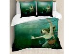 Abakuhaus Copripiumino Mermaid, Mermaid Undersea, Antiacaro, Adatto A Chi Soffre Di Allergie, Con Federe, 155 Cm X 220 Cm - 80 X 80 Cm, Verde Giada Verde Acqua Avorio