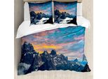 Abakuhaus Copripiumino Berg, Alpine Wolken Foggy, Antiacaro, Adatto A Chi Soffre Di Allergie, Con Federe, 155 Cm X 220 Cm - 80 X 80 Cm, Nero Bianco Blu