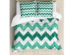 Abakuhaus Copripiumino Moderno, Chevron Verde Pastello, Antiacaro, Adatto A Chi Soffre Di Allergie, Con Federe, 200 Cm X 200 Cm - 80 X 80 Cm, Verde Menta Verde Scuro