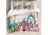 Abakuhaus Set Copripiumino Per Letti Matrimoniali, Circus Palloncini Piatti, Antiacaro Adatto A Chi Soffre Di Allergie Con Federe, Multicolore