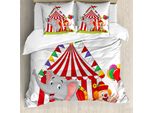 Abakuhaus Copripiumino Zirkus, Tenda Da Circo Con Elefanti, Antiacaro, Adatto A Chi Soffre Di Allergie, Con Federe, 155 Cm X 220 Cm - 80 X 80 Cm, Multicolore