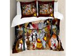 Abakuhaus Copripiumino Circus, Circus Show Cavalli, Antiacaro, Adatto A Chi Soffre Di Allergie, Con Federe, 200 Cm X 200 Cm - 80 X 80 Cm, Multicolore