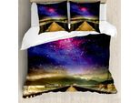 Abakuhaus Universo Set Copripiumino Per Letti Matrimoniali, Galassia-Cosmo-Ponte, Antiacaro Adatto A Chi Soffre Di Allergie Con Federe, Marrone Viola Rosa
