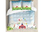 Abakuhaus Copripiumino Circus, Circus Butterfly Lawn, Antiacaro, Adatto A Chi Soffre Di Allergie, Con Federe, 200 Cm X 200 Cm - 80 X 80 Cm, Multicolore