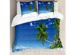 Abakuhaus Copripiumino Ocean, Lagoon Palm Leaf Wolken, Antiacaro, Adatto A Chi Soffre Di Allergie, Con Federe, 155 Cm X 220 Cm - 80 X 80 Cm, Bianco, Blu, Verde