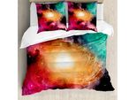 Abakuhaus Copripiumino Zodiaco, Galaxy Stardust Cosmos, Antiacaro, Adatto A Chi Soffre Di Allergie, Con Federe, 200 Cm X 200 Cm - 80 X 80 Cm, Rosa-Arancione-Verde