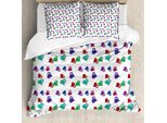 Abakuhaus Copripiumino Con Teschi, Cuori E Teschi, Antiacaro, Adatto A Chi Soffre Di Allergie, Con Federe, 155 Cm X 220 Cm - 80 X 80 Cm, Multicolore