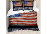 Abakuhaus Usa Copripiumino, Bandiera Nazionale Patriottica, Antiacaro, Adatto A Chi Soffre Di Allergie, Con Federe, 155 Cm X 220 Cm - 80 X 80 Cm, Blu, Rosso, Terra D'ombra