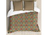 Abakuhaus Copripiumino Turchese, Locale, Antiacaro, Adatto A Chi Soffre Di Allergie, Con Federe, 155 Cm X 220 Cm - 80 X 80 Cm, Turchese E Arancione