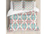 Abakuhaus Copripiumino Etnico, Tradizionale Locale, Antiacaro, Adatto A Chi Soffre Di Allergie, Con Federe, 155 Cm X 220 Cm - 80 X 80 Cm, Corallo Turchese Bianco