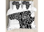 Abakuhaus Copripiumino Safari, Carta Selvaggia, Antiacaro, Adatto A Chi Soffre Di Allergie, Con Federe, 155 Cm X 220 Cm - 80 X 80 Cm, Bianco E Nero