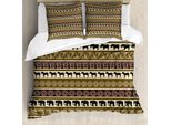 Abakuhaus Copripiumino Safari, Tema Africa A Strisce Con Animali, Antiacaro, Adatto A Chi Soffre Di Allergie, Con Federe, 200 Cm X 200 Cm - 80 X 80 Cm, Nero E Marrone